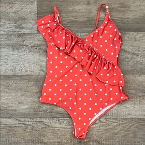 Orange Polka Dot One-Piece Swimsuit by Playful Promises Size 8